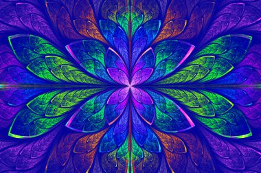 mavi arka plan desen çok renkli güzel fractal.