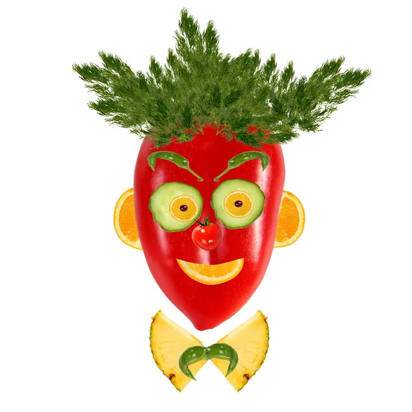 Uśmiechający się mężczyzna portret wykonany z warzyw i owoców — Zdjęcie stockowe