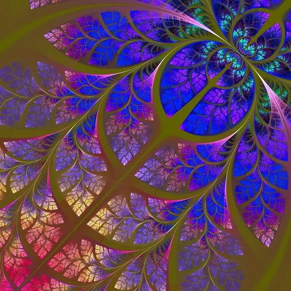 Fantastiska fraktala mönster i blått. kollektion - träd lövverk. — Stockfoto