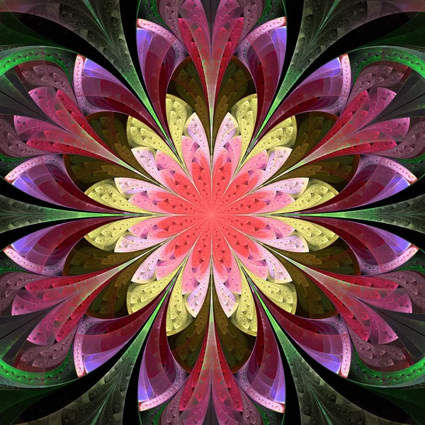Symmetrisch patroon in glasraam stijl. roze, paars — Stockfoto