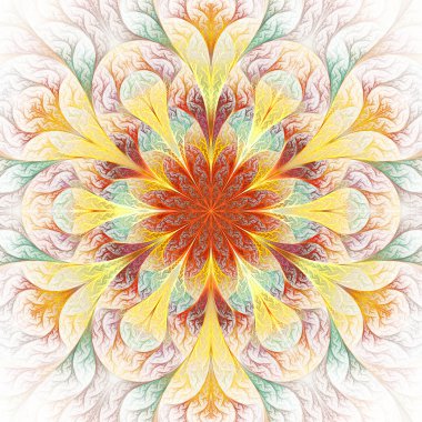 kahverengi, sarı ve mavi güzel fractal çiçek.
