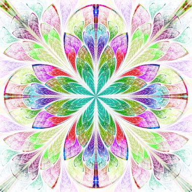 çok renkli fraktal desen vitray pencere stili.