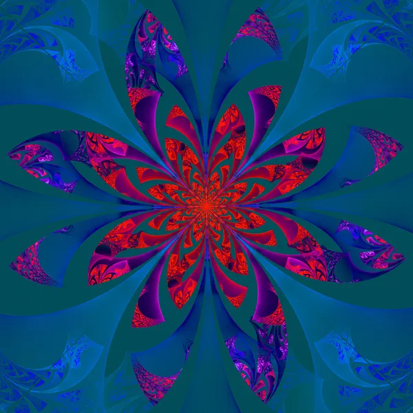 Upea symmetrinen kukkakuvio. Tietokoneella tuotettu grafiikka — kuvapankkivalokuva