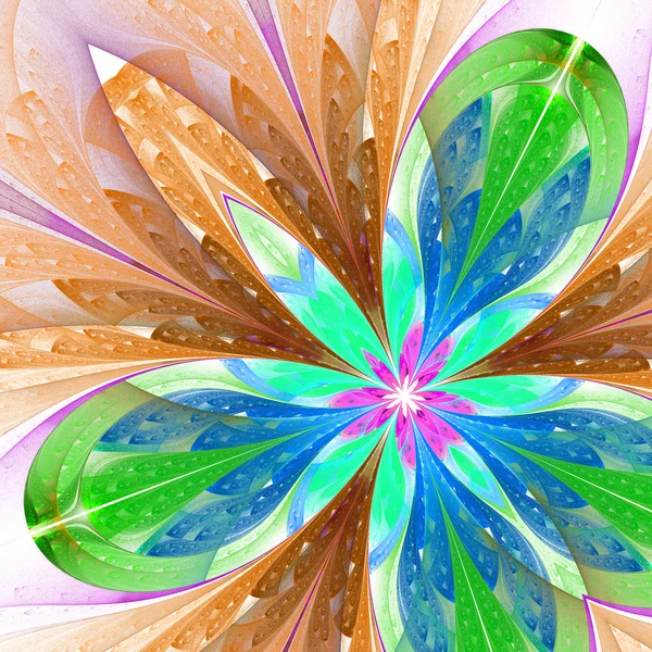 Multicolor mooie fractale bloem in groen en bruin. — Stockfoto