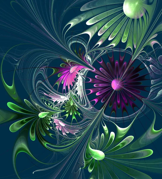 Květinové pozadí. Paleta zelená a fialová. computeru — Stock fotografie