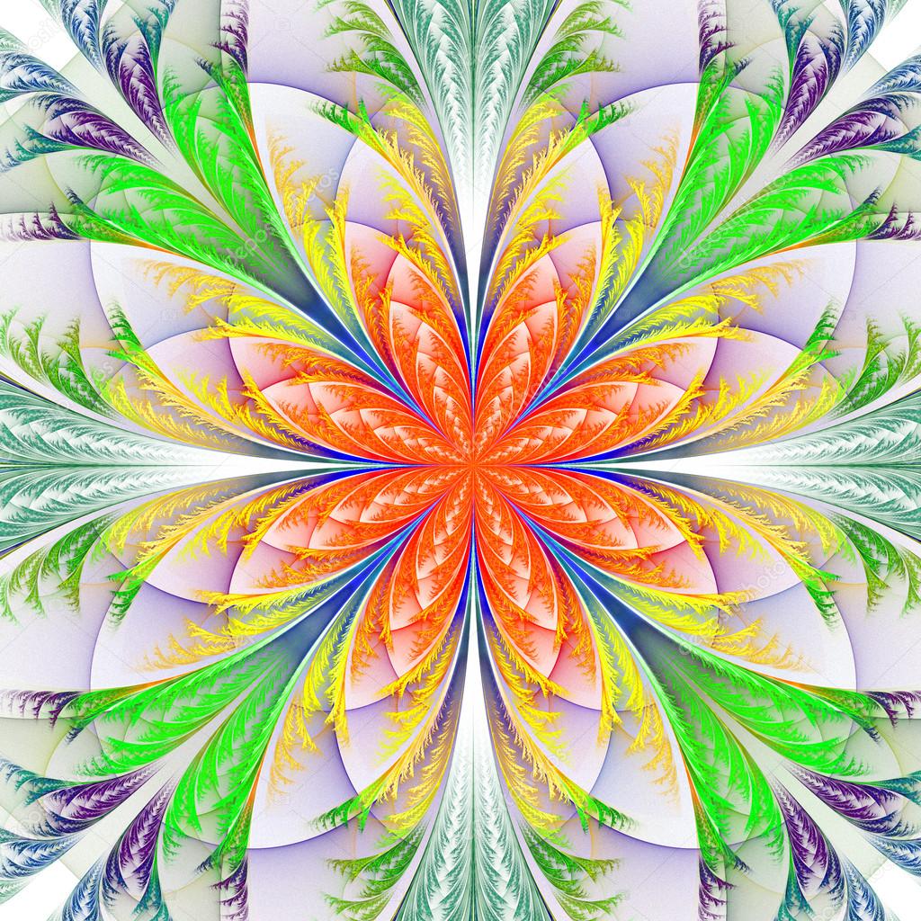 Beautiful multicolor fractal flower. Collection - frosty pattern