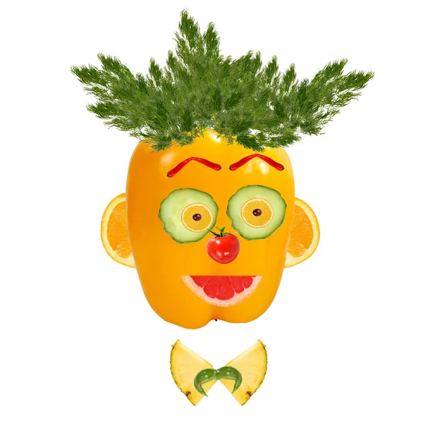 Sebze ve meyve gülümseyen adam portre yapılmış — Stok fotoğraf