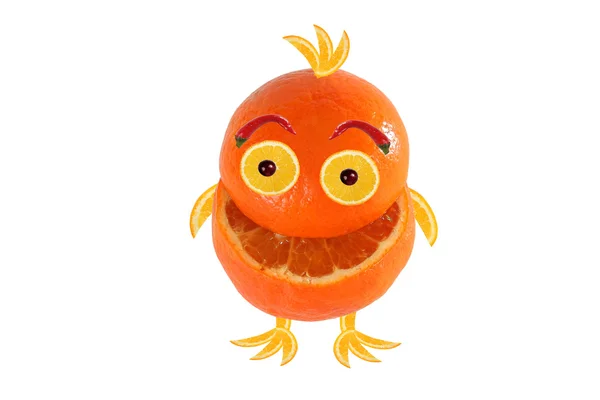 Śmieszne roześmiany mały pomarańczowy jak kurczak — Zdjęcie stockowe