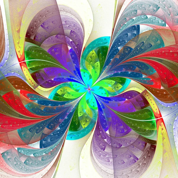 Multicolor beautiful fractal flower on white background. Compute — Stock Photo, Image