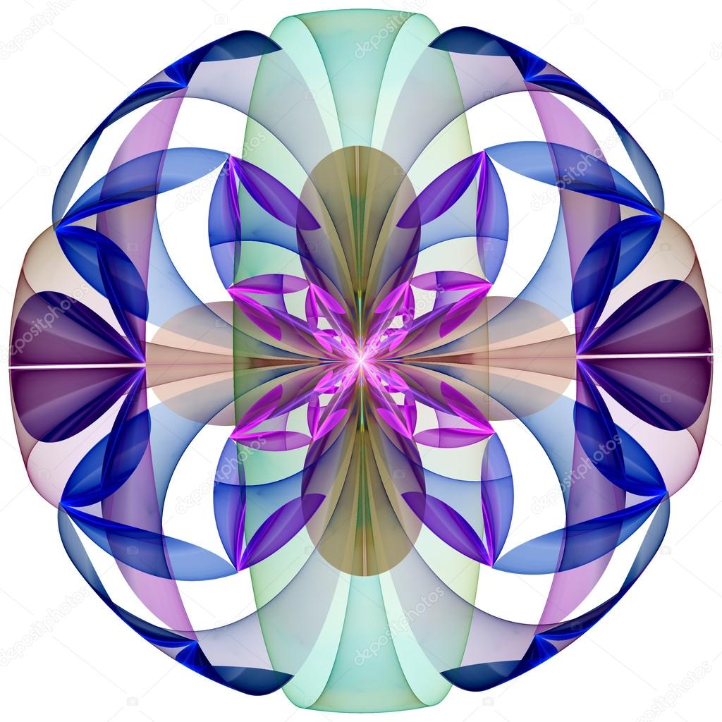 Mysterious Flower Sphere. Computer generated graphics.
