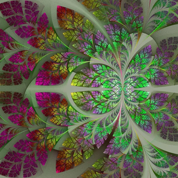 Fabulous fractal pattern in purple, yellow and green. Collection — Stock Photo, Image