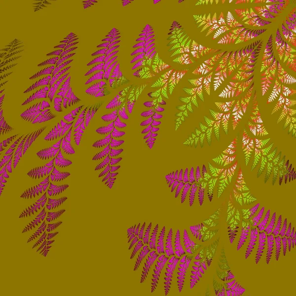 Asymmetriskt mönster av bladen i lila och grönt. på beige — Stockfoto