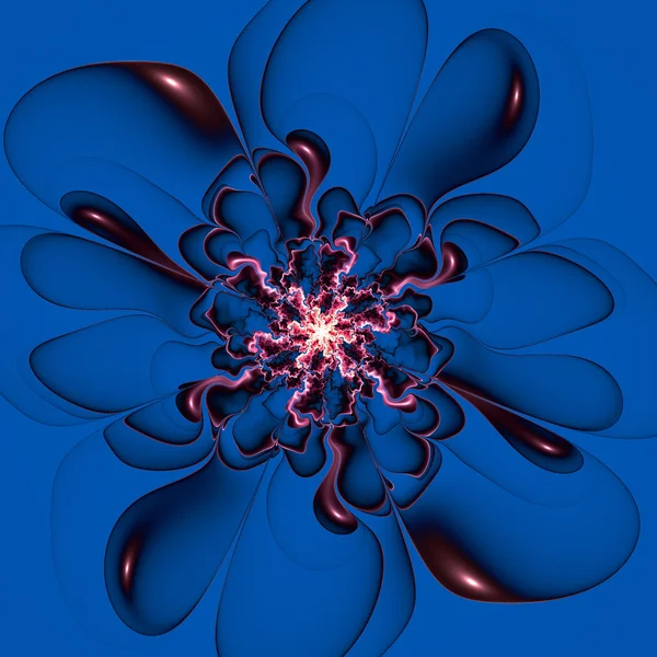 Beautiful contour flower on blue background. Computer generated — Stock Photo, Image