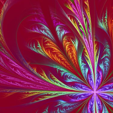 çapraz simetrik çok renkli fraktal oyma.