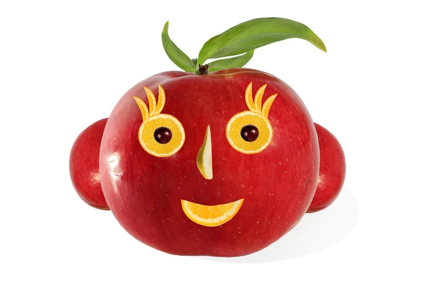 Kreatives Essen. Positivporträt aus Äpfeln und Früchten — Stockfoto