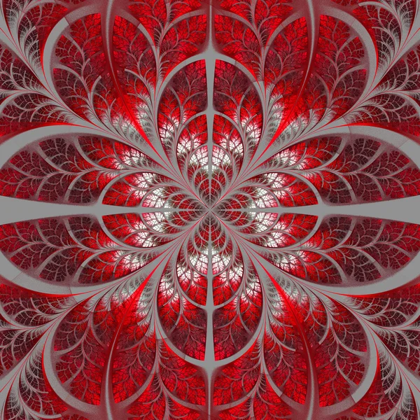 Symmetrisches Muster der Blätter in rot und grau. Sammlung - — Stockfoto