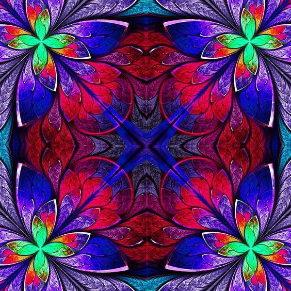 Multicolored beautiful fractal in stained glass window style. — Stock Photo, Image