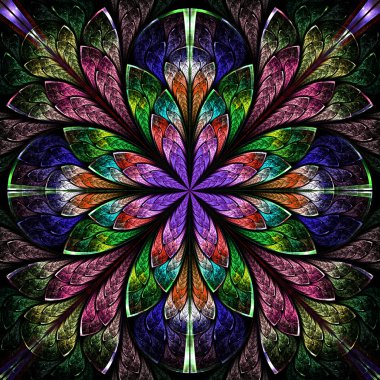 çok renkli güzel fractal vitray pencere stili. comp