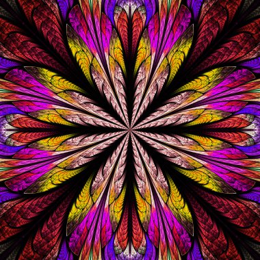 simetrik desen vitray pencere stili. kırmızı, sarı bir