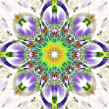 parlak şeritler ile simetrik fraktal desen. koleksiyon - rhi