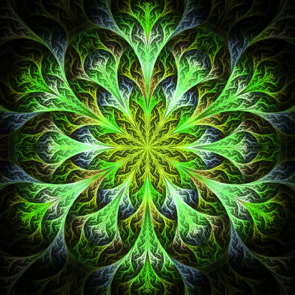 Bela flor fractal em verde. Gráficos gerados por computador . — Fotografia de Stock