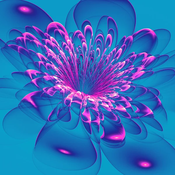 青色の背景に美しいピンクの花。コンピューターで生成された gra — ストック写真
