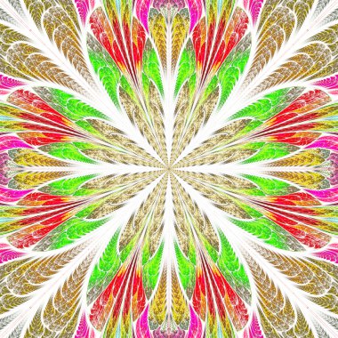 simetrik desen vitray pencere stili. Kırmızı ve yeşil