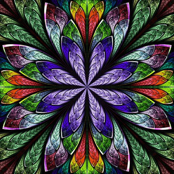 Multicolor beautiful fractal in stained glass window style. — Stock Photo, Image