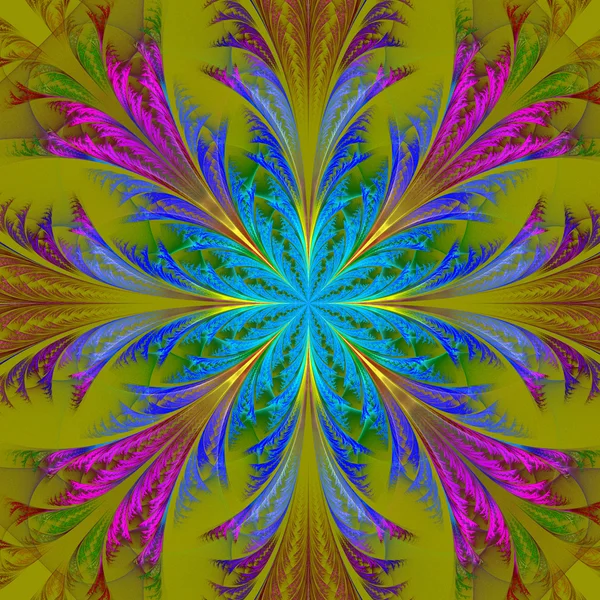 Hermosa flor fractal multicolor. Colección - patrón escarchado —  Fotos de Stock