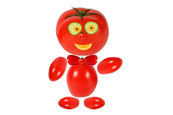 Gezond eten. grappige kleine man gemaakt?van tomaten — Stockfoto