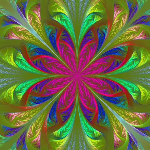 Vackra multicolor fraktal blomma. datorgenererad grafik — Stockfoto