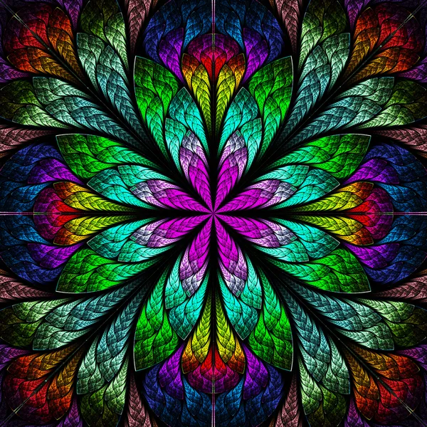 Πολύχρωμα όμορφη fractal λουλούδι. γραφικά υπολογιστών που δημιουργούνται — Φωτογραφία Αρχείου