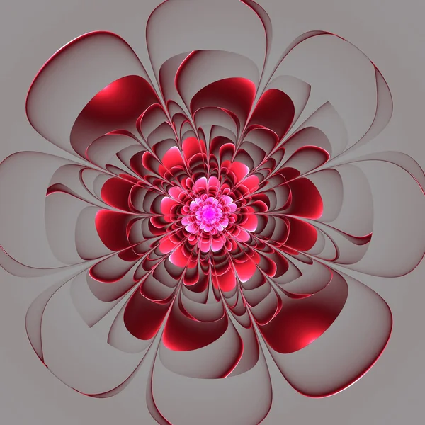 Schöne rote Blume auf grauem Hintergrund. Computer erzeugt — Stockfoto