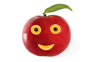 yaratıcı yiyecekler. yapılan portre pozitif??elma ve meyveler 