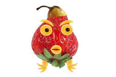 komik portre yaptı??çilek, muz ve portakal