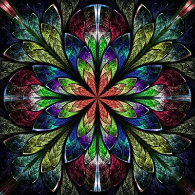 vitray pencere tarzı çok renkli güzel fractal.