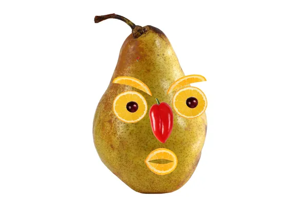 Funny portrait made ??from pears  and oranges — Stock Photo, Image