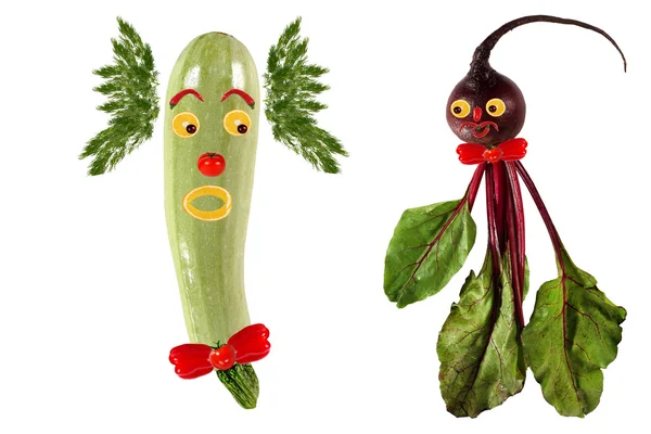 Roliga porträtt gjort??zucchini, betor och frukter — Stockfoto