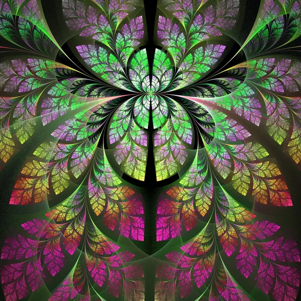 Fabuleux motif fractal en violet, jaune et vert. Collecte — Photo