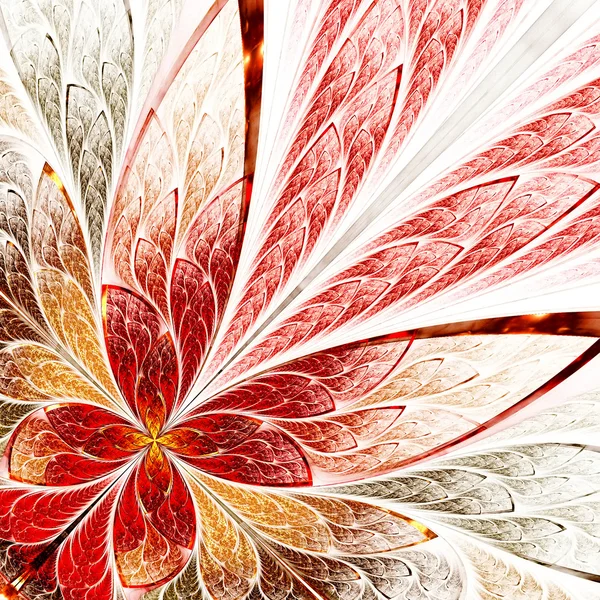 Beautiful fractal flower in yellow and red. Computer generated — Stock Photo, Image