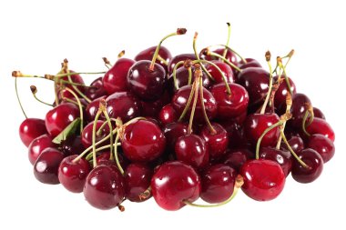 Beyaz arkaplanda resim kirazları.