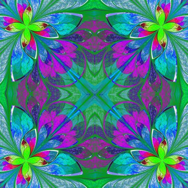 çok renkli güzel fractal vitray pencere stili. comp