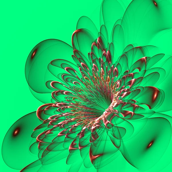 Piękny czerwony kwiat na zielonym tle. wygenerowane komputerowo gra — Zdjęcie stockowe