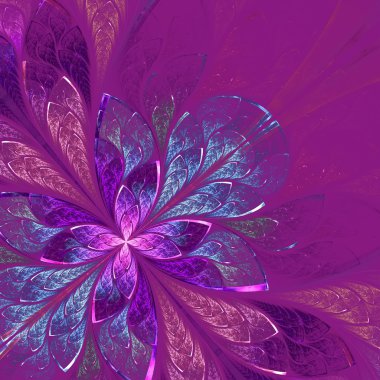 güzel fractal çiçek mavi ve mor. oluşturulan bilgisayar 