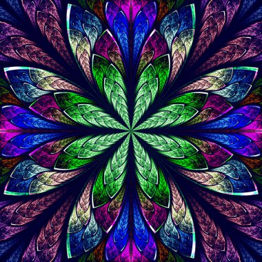 çok renkli güzel fractal vitray pencere stili. comp