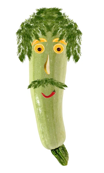 Lustiges Porträt? ? von Zucchini und Früchten — Stockfoto