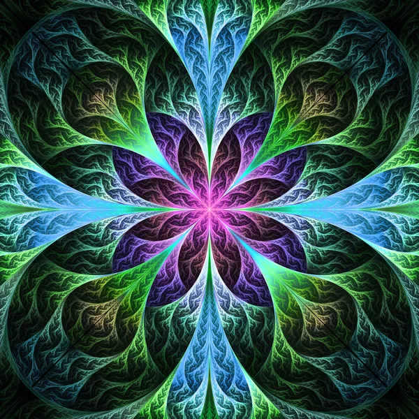 siyah, mavi ve pembe çiçek güzel fractal. bilgisayar gener