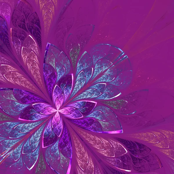 Szép fraktál virág, kék és lila. számítógéppel generált — Stock Fotó
