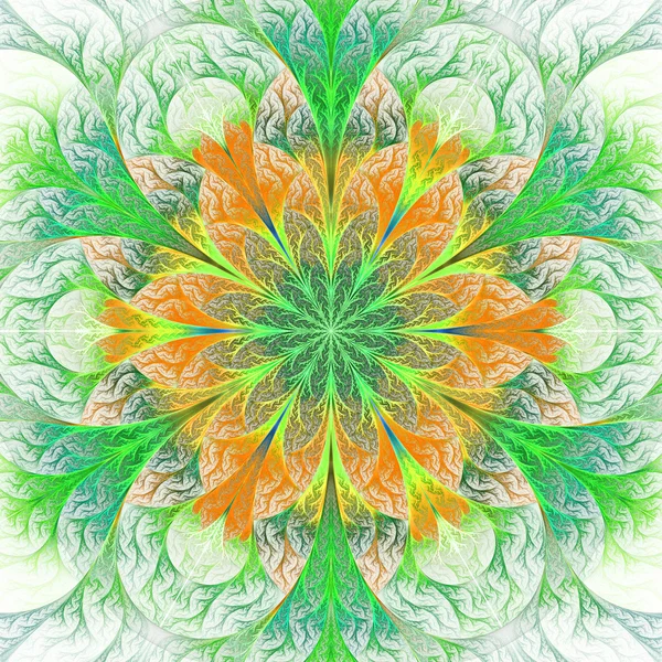 Beautiful fractal flower in green and beige. Computer generated — Stock Photo, Image