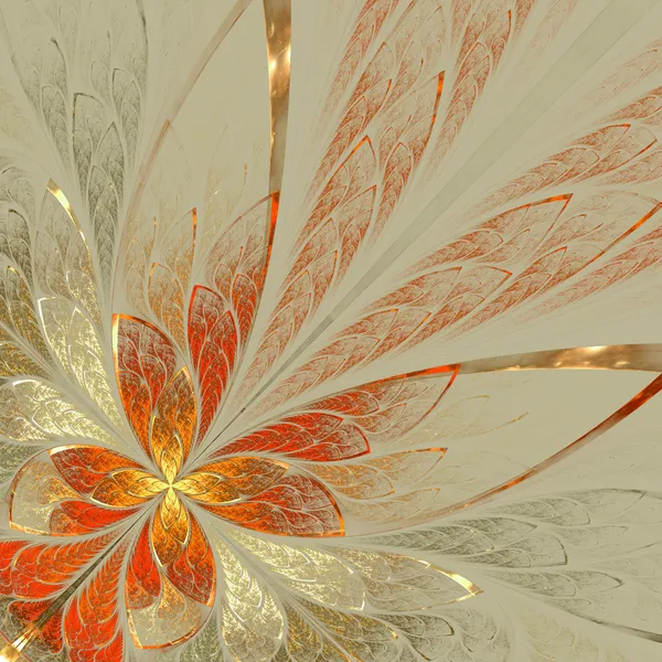 güzel fractal sarı, gri ve kırmızı çiçek. bilgisayar gener